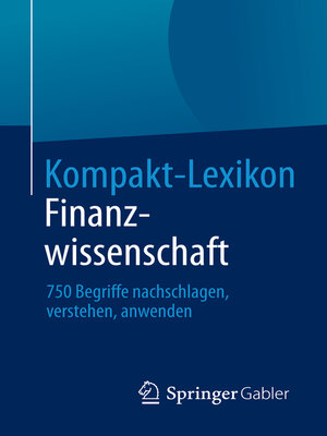 cover image of Kompakt-Lexikon Finanzwissenschaft